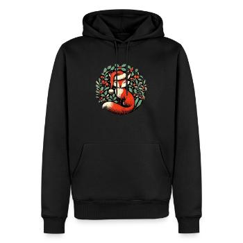Noël du renard roux - Sweat à capuche Premium bio Homme - noir - Devant - Nico (187cm)