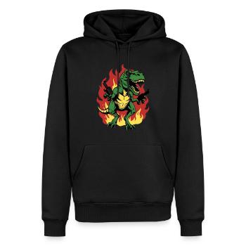 Mad T-Rex Dinosaur Roaring - Men’s Premium Organic Hoodie - black - Front - Nico (187cm)