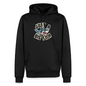 requin - humour - juste un gros poisson - Sweat à capuche Premium bio Homme - noir - Devant - Nico (187cm)