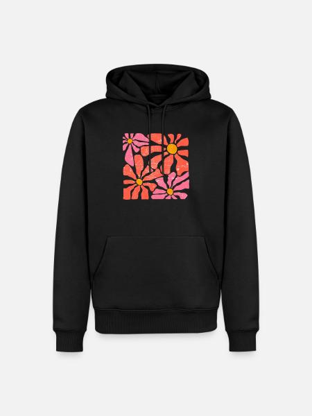 Fleurs groovy rétro rose et orange - Herre Premium økologisk hoodie - sort