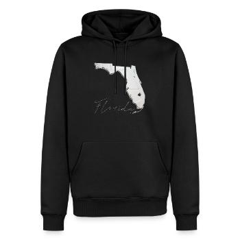 Echter Volleyball in Florida State Landkarte FL - Männer Premium Bio Hoodie - Schwarz - Vorne - Nico (187cm)