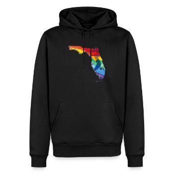 LGBTQ Flagge in der Florida State Landkarte - Männer Premium Bio Hoodie - Schwarz - Vorne - Nico (187cm)