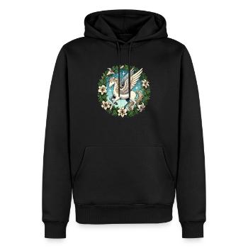 Licorne Pégase - Sweat à capuche Premium bio Homme - noir - Devant - Nico (187cm)