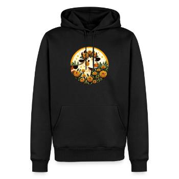 Vache souci - Sweat à capuche Premium bio Homme - noir - Devant - Nico (187cm)