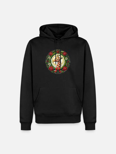 Weihnachtsgiraffe - Männer Premium Bio Hoodie - Schwarz