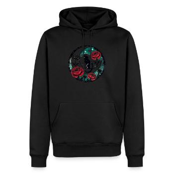 Lune chat noir - Sweat à capuche Premium bio Homme - noir - Devant - Nico (187cm)