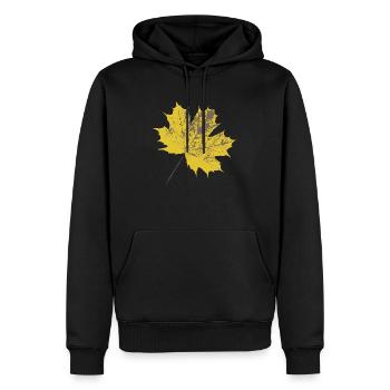 Feuille d’érable jaune - Sweat à capuche Premium bio Homme - noir - Devant - Nico (187cm)