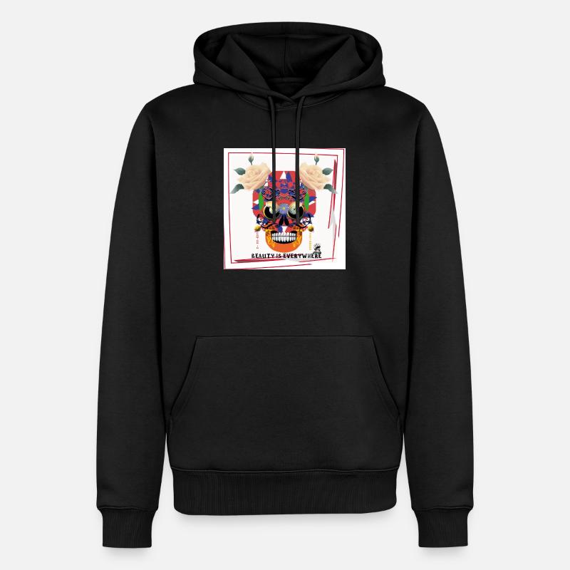Weißer Totenkopf 3 - Männer Premium Bio Hoodie - Schwarz