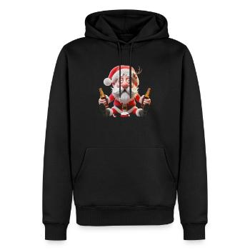 Père Noël ivre 1 - Sweat à capuche Premium bio Homme - noir - Devant - Nico (187cm)
