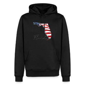 USA Flagge in der Florida State Landkarte FL - Männer Premium Bio Hoodie - Schwarz - Vorne - Nico (187cm)