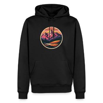 Retro Mountains Landscape - Men’s Premium Organic Hoodie - black - Front - Nico (187cm)