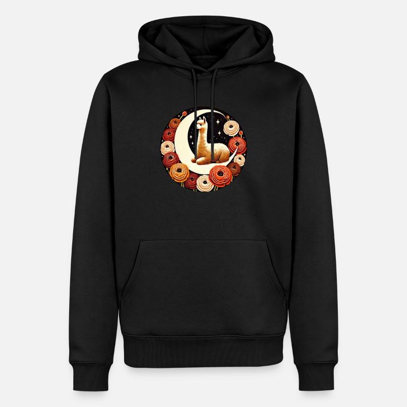 Lune Lama - Sweat à capuche Premium bio Homme - noir