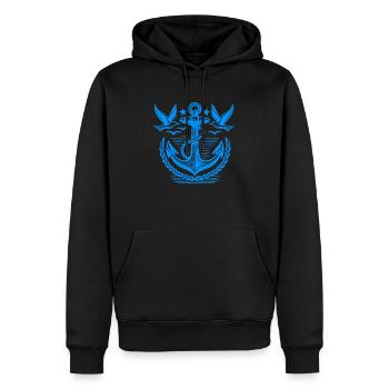 Logo de l’ancre Seagulls - Sweat à capuche Premium bio Homme - noir - Devant - Nico (187cm)