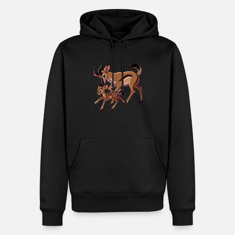 Mère antilope avec ses petits - Sweat à capuche Premium bio Homme - noir