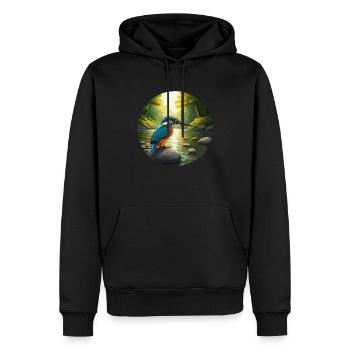 Kingfisher sits by stream - Men’s Premium Organic Hoodie - black - Front - Nico (187cm)