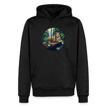 Jaguar dans la jungle - Sweat à capuche Premium bio Homme - noir - Devant - Nico (187cm)