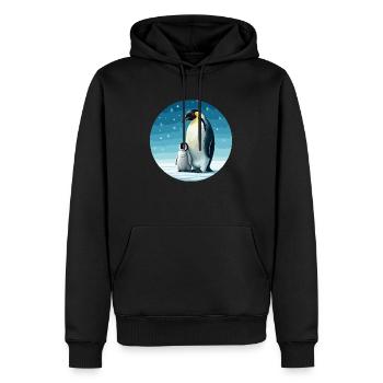 Manchot empereur avec enfant - Sweat à capuche Premium bio Homme - noir - Devant - Nico (187cm)
