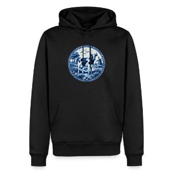 Vache bleue de Delft - Sweat à capuche Premium bio Homme - noir - Devant - Nico (187cm)