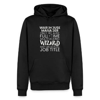 Warehouse Manager multitasking Wizard - Männer Premium Bio Hoodie - Schwarz - Vorne - Nico (187cm)