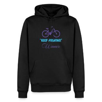 Keep Pushing – Symbolic Bike-Inspired Design - Männer Premium Bio Hoodie - Schwarz - Vorne - Nico (187cm)