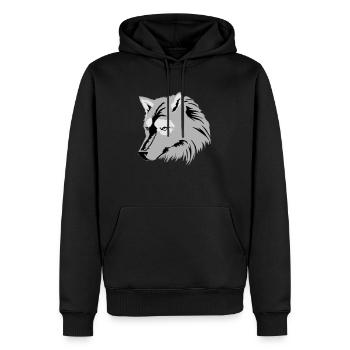 Wolf (3c) - Männer Premium Bio Hoodie - Schwarz - Vorne - Nico (187cm)