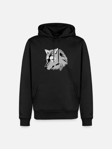 Wolf (3c) - Männer Premium Bio Hoodie - Schwarz