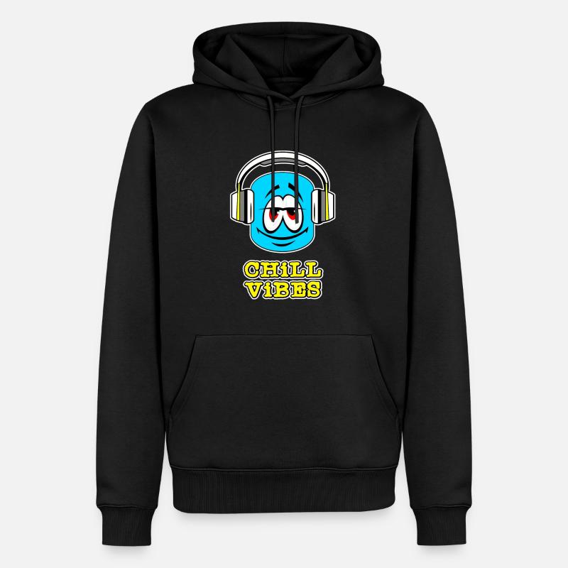 Chill Vibes mit Kopfhörern - Männer Premium Bio Hoodie - Schwarz
