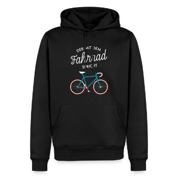 Der Mit Dem Fahrrad Spricht - Rad Radsport Bike - Männer Premium Bio Hoodie - Schwarz - Vorne - Nico (187cm)