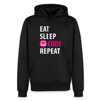 Programmeur, développeur, codeur - Sweat à capuche Premium bio Homme - noir - Devant - Nico (187cm)