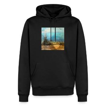 LE DESERT - Sweat à capuche Premium bio Homme - noir - Devant - Nico (187cm)