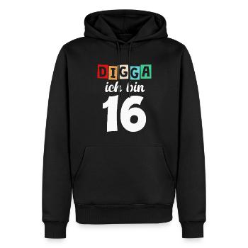 Digga Ich Bin 16 Jahre 16. Geburtstag - Männer Premium Bio Hoodie - Schwarz - Vorne - Nico (187cm)