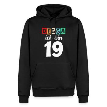 Digga Ich Bin 19 Jahre 19. Geburtstag - Männer Premium Bio Hoodie - Schwarz - Vorne - Nico (187cm)