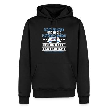 AfD stoppen gegen rechts Demokratie verteidigen - Männer Premium Bio Hoodie - Schwarz - Vorne - Nico (187cm)
