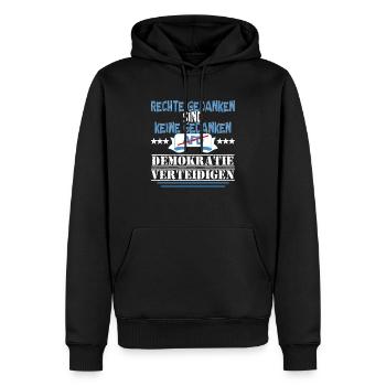 AfD stoppen gegen rechts Demokratie verteidigen - Männer Premium Bio Hoodie - Schwarz - Vorne - Nico (187cm)