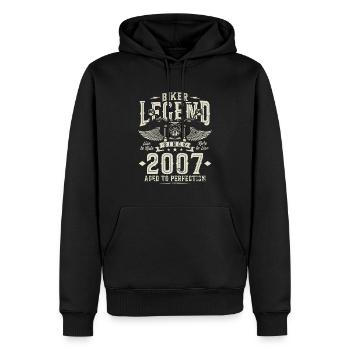 Légende du motard depuis 2007 - Sweat à capuche Premium bio Homme - noir - Devant - Nico (187cm)
