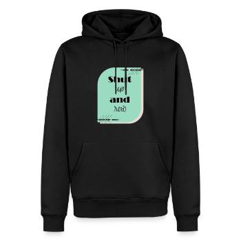 Halt die Klappe und rudere - Männer Premium Bio Hoodie - Schwarz - Vorne - Nico (187cm)