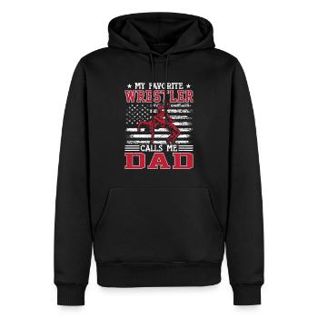 Mein Lieblingswrestler nennt mich Papa Wrestling Lover - Männer Premium Bio Hoodie - Schwarz - Vorne - Nico (187cm)