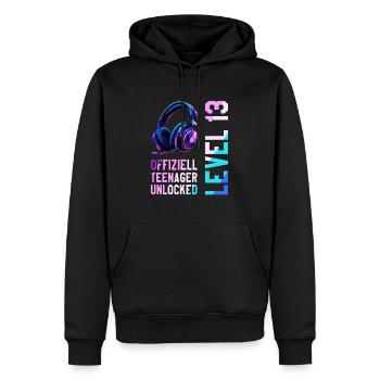 Garçon de 13e anniversaire - Sweat à capuche Premium bio Homme - noir - Devant - Nico (187cm)