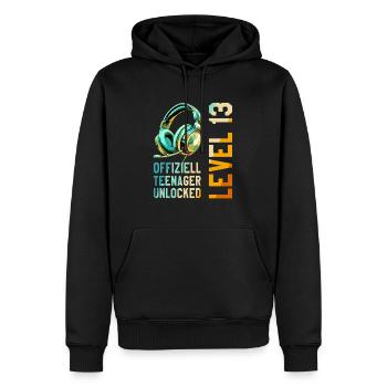 Garçon de 13e anniversaire - Sweat à capuche Premium bio Homme - noir - Devant - Nico (187cm)