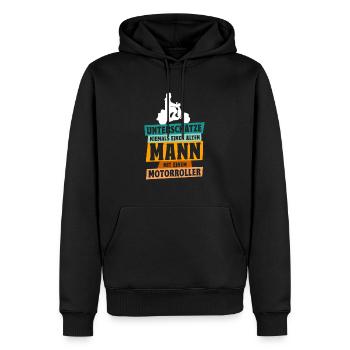Motorradfahrer Spruch Design - Männer Premium Bio Hoodie - Schwarz - Vorne - Nico (187cm)