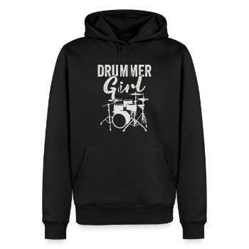 Vintage Drummer Girl Schlagzeug - Männer Premium Bio Hoodie - Schwarz - Vorne - Nico (187cm)