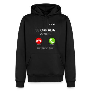 LE CANADA M'APPELLE FAUT QUE J'Y AILLE - Sweat à capuche Premium bio Homme - noir - Devant - Nico (187cm)