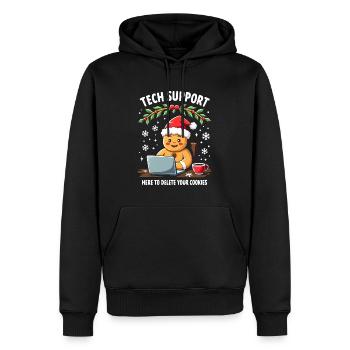 Tech Support, I'm here to delete your cookies - Men’s Premium Organic Hoodie - black - Front - Nico (187cm)