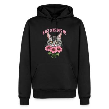 Rage Consumes Me Lustiges Katzenblümchen - Männer Premium Bio Hoodie - Schwarz - Vorne - Nico (187cm)