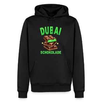 Dubai-Schokolade - Lustiger Spruch - Männer Premium Bio Hoodie - Schwarz - Vorne - Nico (187cm)