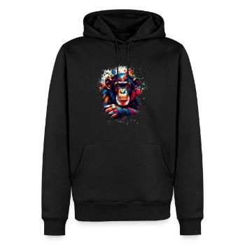 Bunter Schimpanse Kunstwerk Schimpansen - Männer Premium Bio Hoodie - Schwarz - Vorne - Nico (187cm)