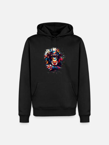 Bunter Schimpanse Kunstwerk Schimpansen - Männer Premium Bio Hoodie - Schwarz