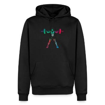 Fitness fille entraînement gym sport - Sweat à capuche Premium bio Homme - noir - Devant - Nico (187cm)