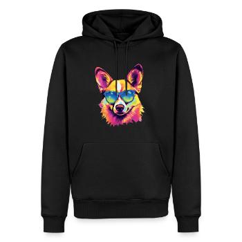 Corgi dog wearing sun glasses - Men’s Premium Organic Hoodie - black - Front - Nico (187cm)
