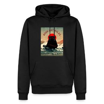Japanese cat print - Cat rules - Men’s Premium Organic Hoodie - black - Front - Nico (187cm)